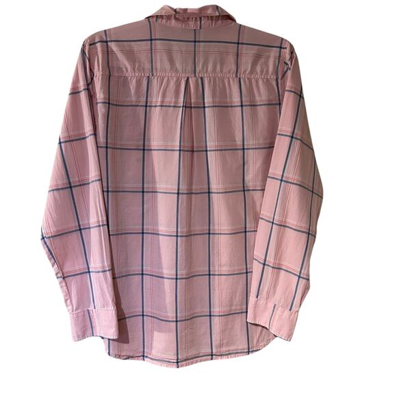Old Navy The Classic Shirt Pink Plaid Long Sleeve 100% Cotton Boho Office SZ LG - Picture 3 of 8